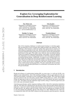 Explore-Go: Leveraging Exploration for Generalisation in Deep
  Reinforcement Learning