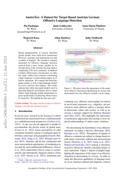 AustroTox: A Dataset for Target-Based Austrian German Offensive Language
  Detection