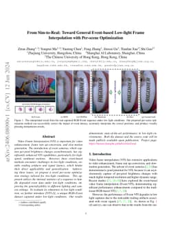 From Sim-to-Real: Toward General Event-based Low-light Frame
  Interpolation with Per-scene Optimization