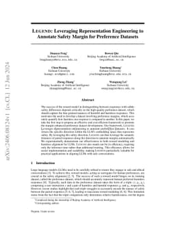 Legend: Leveraging Representation Engineering to Annotate Safety Margin
  for Preference Datasets