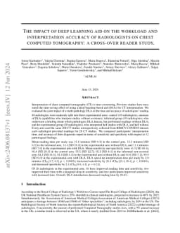 The impact of deep learning aid on the workload and interpretation
  accuracy of radiologists on chest computed tomography: a cross-over reader
  study