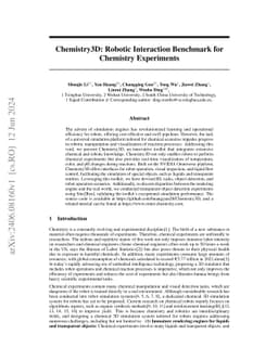 Chemistry3D: Robotic Interaction Benchmark for Chemistry Experiments