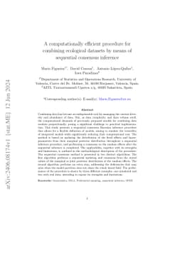 A computationally efficient procedure for combining ecological datasets
  by means of sequential consensus inference