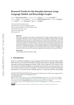 Research Trends for the Interplay between Large Language Models and
  Knowledge Graphs