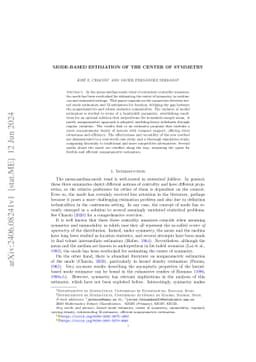 Mode-based estimation of the center of symmetry