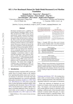 M3T: A New Benchmark Dataset for Multi-Modal Document-Level Machine
  Translation