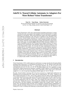 AdaNCA: Neural Cellular Automata As Adaptors For More Robust Vision
  Transformer