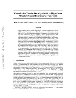 Causality for Tabular Data Synthesis: A High-Order Structure Causal
  Benchmark Framework