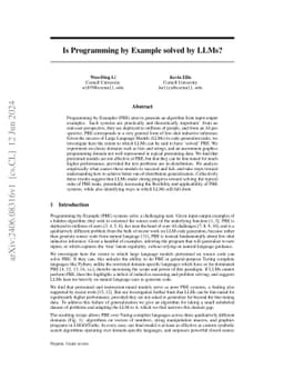Is Programming by Example solved by LLMs?