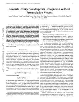 Towards Unsupervised Speech Recognition Without Pronunciation Models