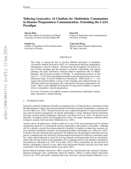 Tailoring Generative AI Chatbots for Multiethnic Communities in Disaster Preparedness Communication: Extending the CASA Paradigm