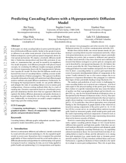 Predicting Cascading Failures with a Hyperparametric Diffusion Model