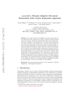 LayeredDoc: Domain Adaptive Document Restoration with a Layer Separation
  Approach
