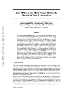 Time-MMD: Multi-Domain Multimodal Dataset for Time Series Analysis