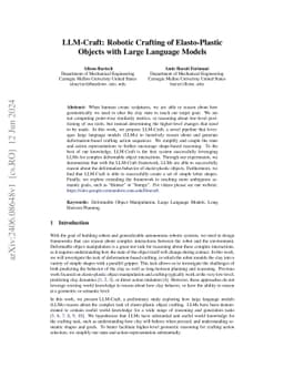 LLM-Craft: Robotic Crafting of Elasto-Plastic Objects with Large
  Language Models