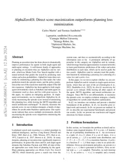 AlphaZeroES: Direct score maximization outperforms planning loss
  minimization