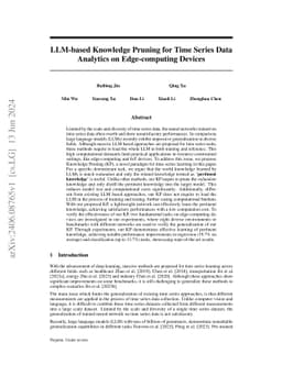 LLM-based Knowledge Pruning for Time Series Data Analytics on
  Edge-computing Devices