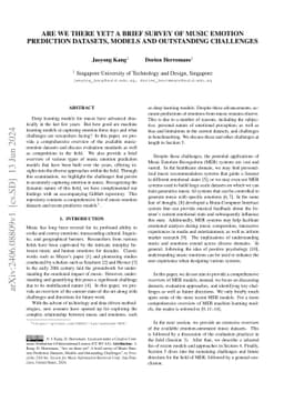 Are we there yet? A brief survey of Music Emotion Prediction Datasets,
  Models and Outstanding Challenges