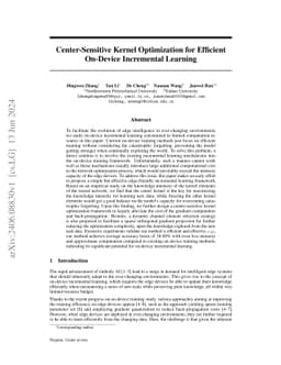 Center-Sensitive Kernel Optimization for Efficient On-Device Incremental
  Learning