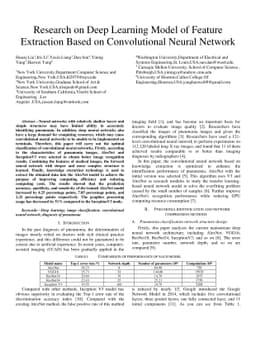 Research on Deep Learning Model of Feature Extraction Based on
  Convolutional Neural Network
