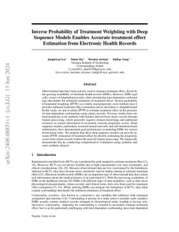 Inverse Probability of Treatment Weighting with Deep Sequence Models
  Enables Accurate treatment effect Estimation from Electronic Health Records