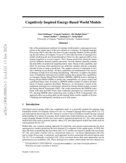 Cognitively Inspired Energy-Based World Models