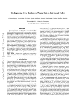 On Improving Error Resilience of Neural End-to-End Speech Coders