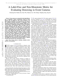 A Label-Free and Non-Monotonic Metric for Evaluating Denoising in Event
  Cameras