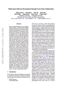 Multi-Agent Software Development through Cross-Team Collaboration