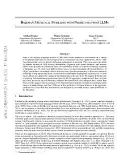 Bayesian Statistical Modeling with Predictors from LLMs