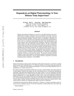 Steganalysis on Digital Watermarking: Is Your Defense Truly Impervious?