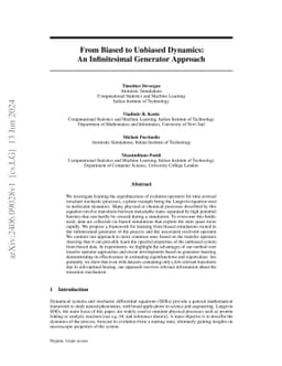 From Biased to Unbiased Dynamics: An Infinitesimal Generator Approach