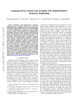 Language-Driven Closed-Loop Grasping with Model-Predictive Trajectory
  Replanning