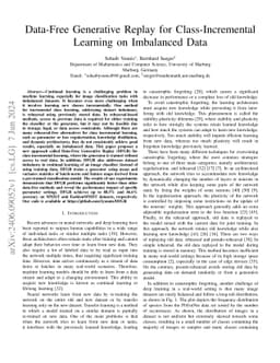 Data-Free Generative Replay for Class-Incremental Learning on Imbalanced
  Data