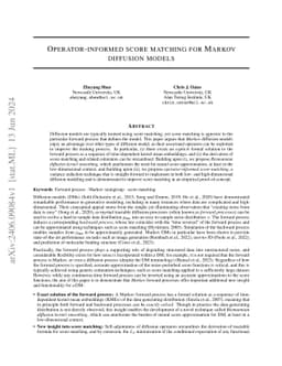 Operator-informed score matching for Markov diffusion models
