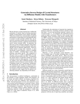 Generative Inverse Design of Crystal Structures via Diffusion Models
  with Transformers