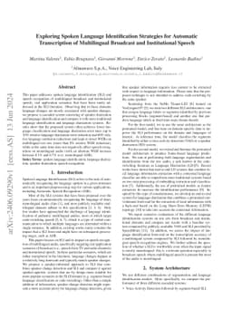 Exploring Spoken Language Identification Strategies for Automatic
  Transcription of Multilingual Broadcast and Institutional Speech