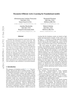Parameter-Efficient Active Learning for Foundational models