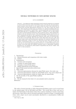 Neural networks in non-metric spaces