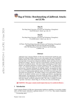 Bag of Tricks: Benchmarking of Jailbreak Attacks on LLMs