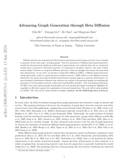 Advancing Graph Generation through Beta Diffusion