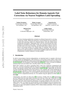 Label Noise Robustness for Domain-Agnostic Fair Corrections via Nearest
  Neighbors Label Spreading