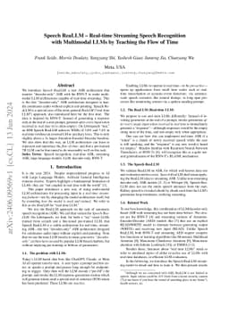 Speech ReaLLM -- Real-time Streaming Speech Recognition with Multimodal
  LLMs by Teaching the Flow of Time