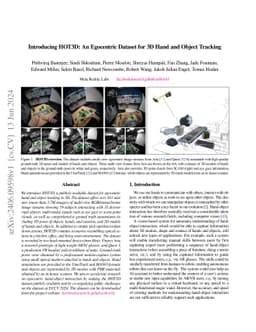 Introducing HOT3D: An Egocentric Dataset for 3D Hand and Object Tracking