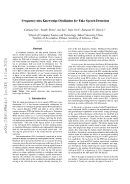 Frequency-mix Knowledge Distillation for Fake Speech Detection
