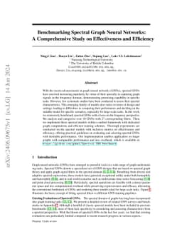 Benchmarking Spectral Graph Neural Networks: A Comprehensive Study on
  Effectiveness and Efficiency