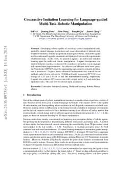 Contrastive Imitation Learning for Language-guided Multi-Task Robotic
  Manipulation
