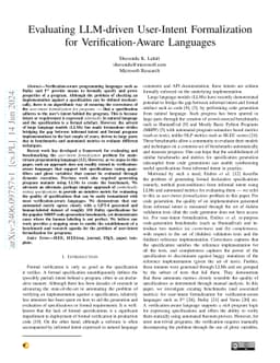 Evaluating LLM-driven User-Intent Formalization for Verification-Aware
  Languages