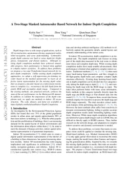 A Two-Stage Masked Autoencoder Based Network for Indoor Depth Completion