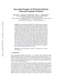 Sim-to-Real Transfer via 3D Feature Fields for Vision-and-Language
  Navigation